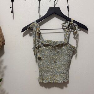 Urban Outfitters Dress Forum Smocked Ditsy Floral Crop Tank